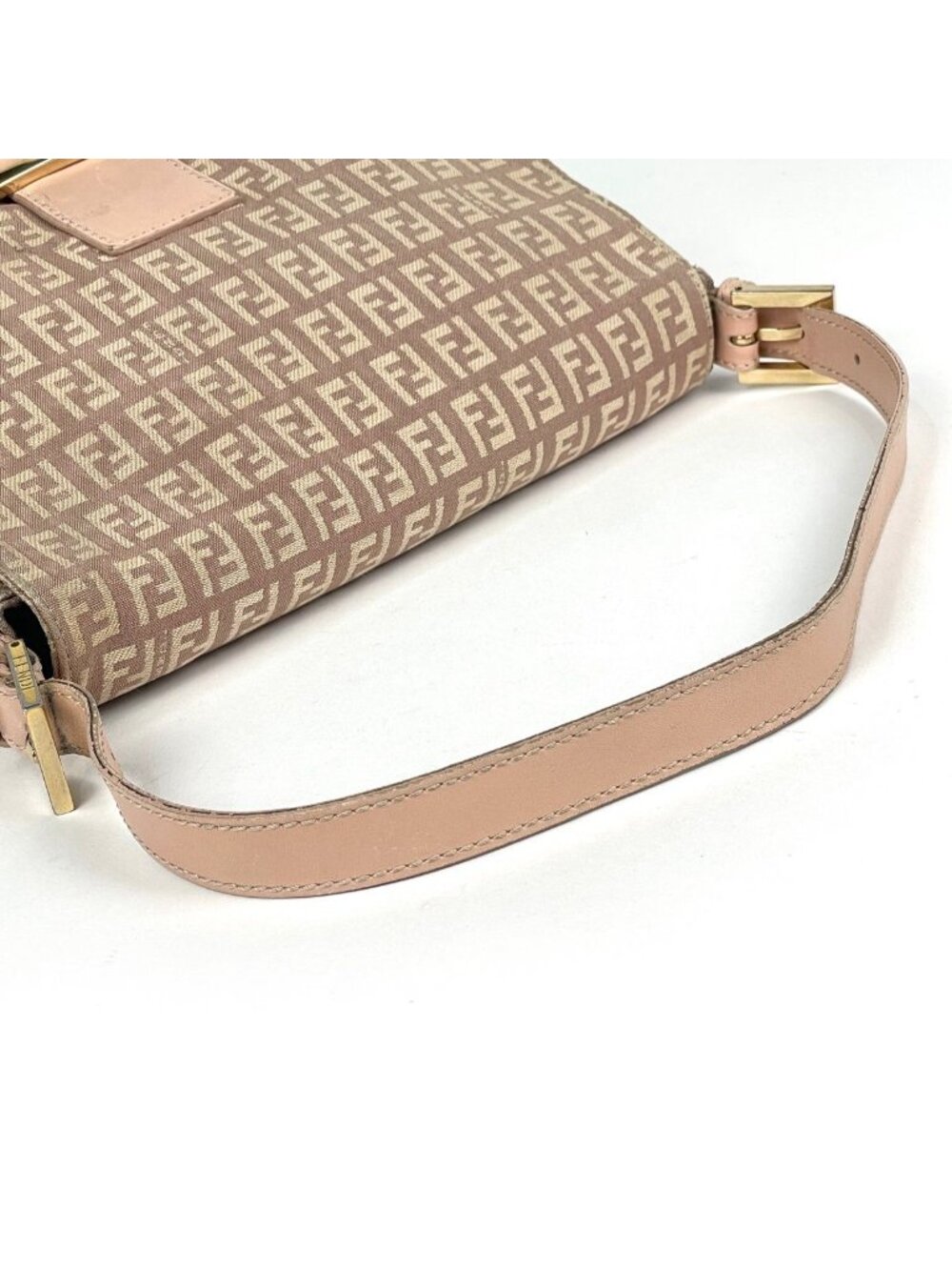 Fendi Zucchino Pattern Shoulder Bag Mamma Baguette Canvas Pink - Picture 7 of 10